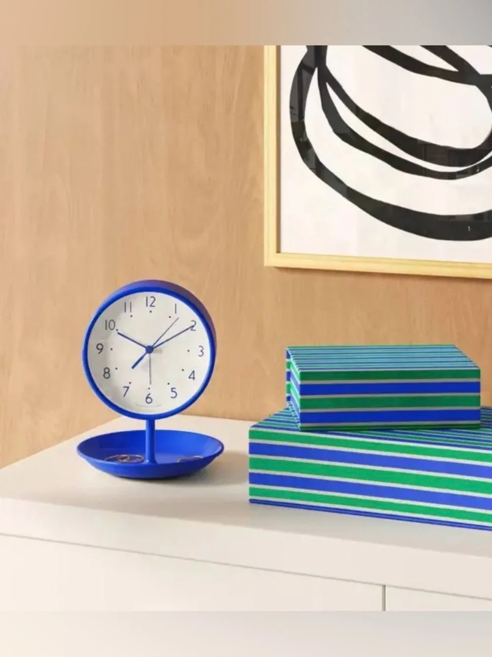 Blue Retro Alarm Clock with Trinket Tray - NWT